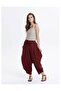 Drape Waist Detailed Flowing Burgundy Shalwar Trousers - 3