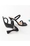 Black Double Banded Stoned Patent Leather Women's Evening Dress Shoes - 7