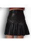 Pleated Faux Leather Mini Skirt - 2