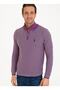 Salamanka Stand Collar Slim Fit Purple Men's Sweater