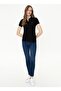 Gtp-ıy022 Polo Collar Standard Pattern Printed Black Women's T-shirt - 4