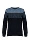 Dark Navy Slim Fit Slim Fit Crew Neck Color Block Sweater Tmnaw21Kz0543 - 7