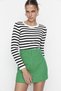 Ecrufarbener Basic-Strickpullover mit Streifen TWOAW21KZ0942 - 3