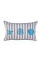 Star Cover with Piping Stars - Coral - Mussel ( Ecru X Beige Striped / Blue Embroidery / 31x50 Cm )