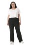 Plus Size Elastic Waist Pipe Leg Diver Black Trousers - 2