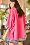 Women's Fuchsia Stripe Detailed Loose Weave Kimono KMN-00000051 - 6