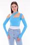 Double Asymmetrical Style Ribbed Knitted Crop Top Set