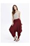 Drape Waist Detailed Flowing Burgundy Shalwar Trousers