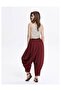 Drape Waist Detailed Flowing Burgundy Shalwar Trousers - 4
