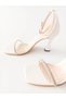 Skin White Single Striped Stoned Women's Evening Dress Shoes - 3