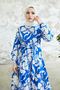 431 Flower Pattern Hijab Dress Blue - 2