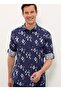 Navy Blue Men's Linen Blend Shirt Hydra