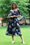 Women's Black Belted Floral Summer Chiffon Dress Nb100371 - 3