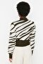 Khaki Zebra Print Crop Knitwear Sweater Twoaw21Kz0010 - 5