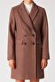 Double Breasted Stamp Coat with Pockets Brown - 4