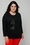 Women's Large Size Hat Women's Stone Printed Bat Sleeve Black Blouse - 2