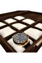 Watch Glasses Ring Mixed Wood with Leather Covering Coffee Color Jewelry Box - 3