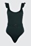 Green Belted U-Neck Covered Regular Swimsuit Tbess21Ma0039 - 7
