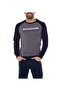 Men's Navy Blue Slim Fit Crew Neck Reglan Sleeve Printed Sweatshirt 95023