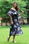 Women's Black Belted Floral Summer Chiffon Dress Nb100371 - 2