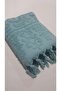 Hand Tied Fringed Hand Towel 50x90 Cm Petrol Blue