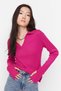 Fuchsia Sleeve Detailed Polo Neck Knitwear Sweater Twoaw21Kz1113 - 3