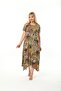 Plus Size Asymmetrical Skirt Short Sleeve Viscose Combed Cotton Dress - 7