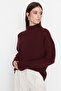 Bordo Geniş Kalıp Yumuşak Dokulu Basic Triko Kazak TWOAW23KZ00490 - 6