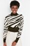 Khaki Zebra Print Crop Knitwear Sweater Twoaw21Kz0010