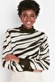 Khaki Zebra Print Crop Knitwear Sweater Twoaw21Kz0010 - 3