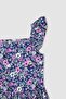 Girl's Square Neck Floral Strap Dress - 5