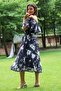 Women's Black Belted Floral Summer Chiffon Dress Nb100371 - 4