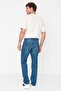 Lacivert %100 Pamuk Straight Fit Jeans Kot Pantolon TMNAW23JE00023 - 5