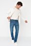 Lacivert %100 Pamuk Straight Fit Jeans Kot Pantolon TMNAW23JE00023 - 3