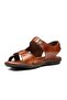 Daily Men's Genuine Leather Comfortable Soft Mold Summer Single Tape Velcro Non-Slip Sole Sandals 107 - 2