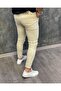 Men's Cream Slim Fit Lycra Denim Trousers Jeans Ankle Mold - 2