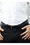 Men's Black Patent Leather (Shiny) Faux Leather Belt 3.5 cm Classic Fabric Trouser Belt - 2