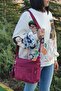 Claret Red Women's Strappy Crossbody Bag Mega Messenger Bag Klinkır Multi-Compartment Shoulder Bag Krinkıl Nemobag