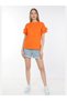 Women's Orange Loose Cut Ruffle T-shirt