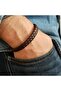 Brown Braided Leather Bracelet with Magnetic Buckle