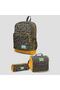 Kids Dark Gray Mustard Bat Patterned Four Compartment School Backpack, Thermo Lunchbag