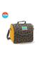 Kids Dark Gray Mustard Bat Patterned Four Compartment School Backpack, Thermo Lunchbag - 3