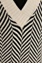 Beige Striped V-Neck Knitwear Sweater TCTAW22UV0021 - 4