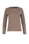 Kahverengi Çizgili Basic Bisiklet Yaka Örme T-shirt TWOAW23TS00002 - 6