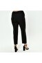 Women's Black Elastic Waist Plus Size Dumbbell Fabric Trousers - 8