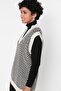 Beige Striped V-Neck Knitwear Sweater TCTAW22UV0021 - 3