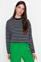 Lacivert Çizgili Oversize/Geniş Kesim Bisiklet Yaka İnce Örme Sweatshirt TWOAW23SW00326 - 2