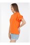 Women's Orange Loose Cut Ruffle T-shirt - 3