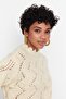 Ecru Soft Textured Openwork/Hole Knitwear Sweater Twoaw23Kz01447 - 3