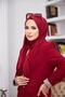 شال قطني ممشط باللون العنابي - 3